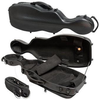MV Cello Shaped Poly Carbon Violin Case - Adj 4/4 - 3/4