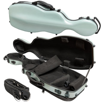 MV Cello Shaped Poly Carbon Violin Case - Adj 4/4 - 3/4