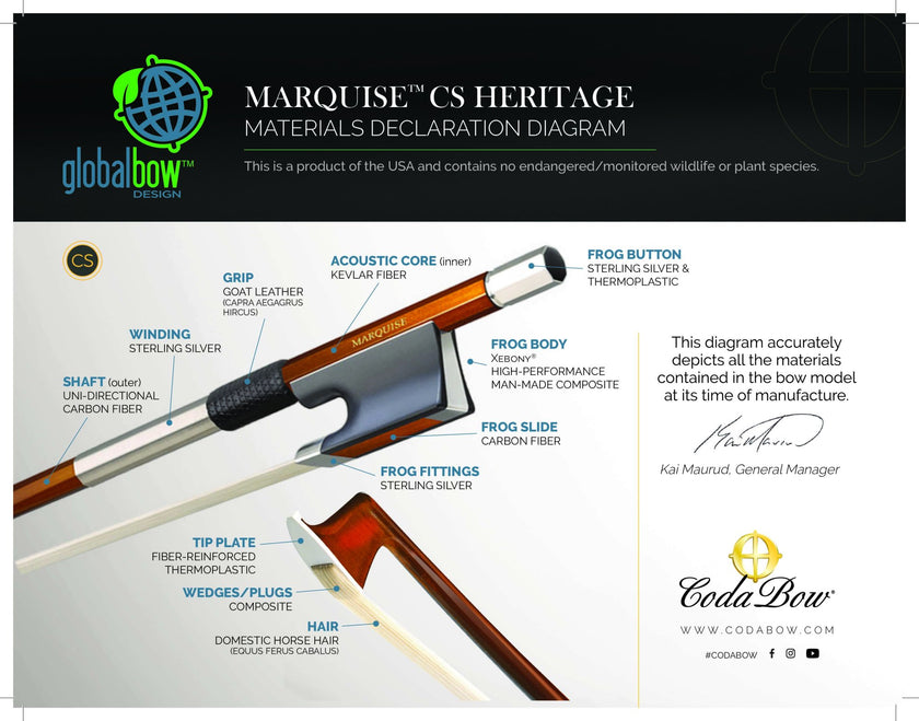 CodaBow Marquise Heritage Carbon Fiber Viola Bow 4/4