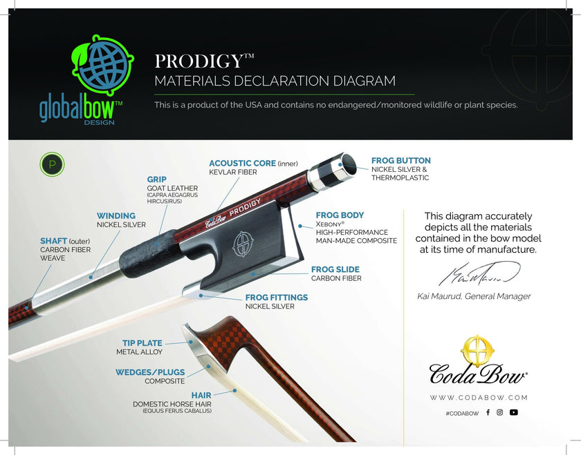 CodaBow Prodigy Carbon Fiber Cello Bow 4/4